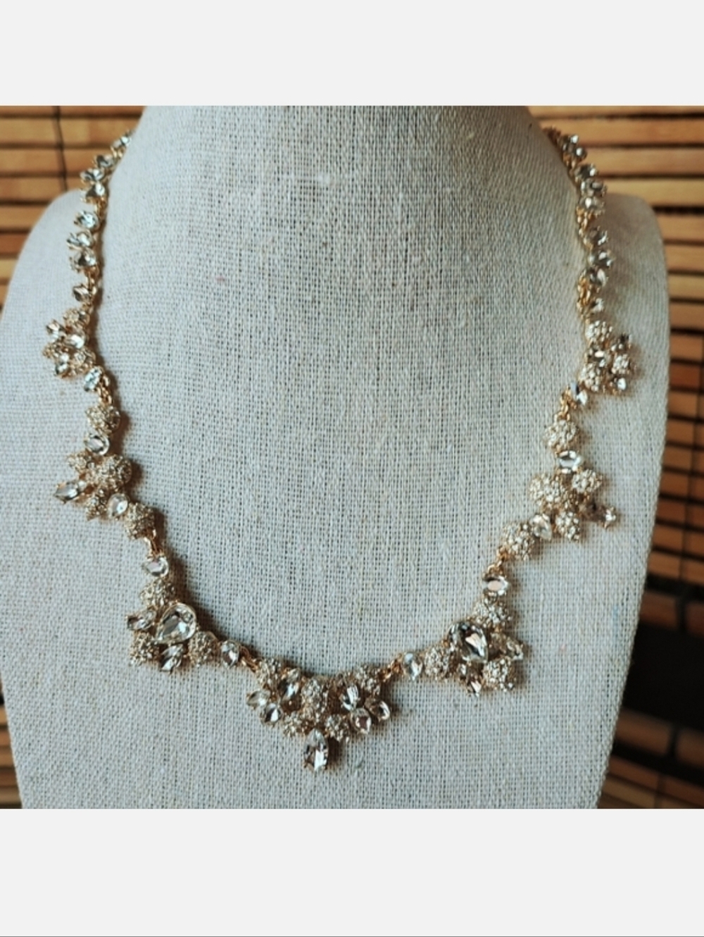 INC Gold Tone Clear Rhinestone Bridal Necklace Jewelry International Concepts